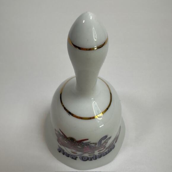 New Orleans Mardi Gras Mask Dinner Bell Porcelain Ceramic Vintage - Picture 4 of 9
